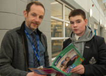 James Henry from Limavady Grammar gets a tour of Greystone campus from Luke McCloskey, campus manager.