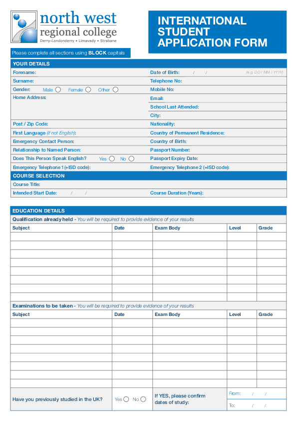 International Application Form